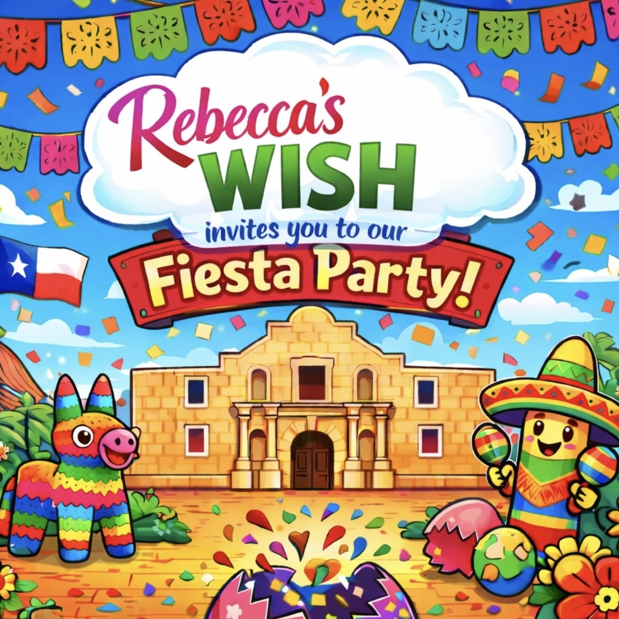 Rebecca's Wish FIESTA Party April 11, 2026     From 3:00  to 5:00 pm - logo